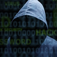 Hooded silhouette of a hacker